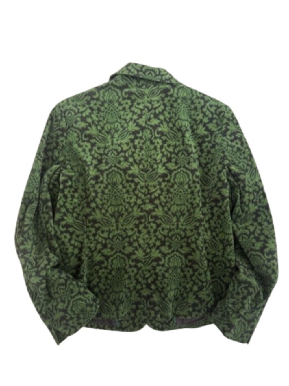 Talbots Vintage Olive Green Patterned Velvet Blazer Womens size 12P cotton - Picture 2 of 7